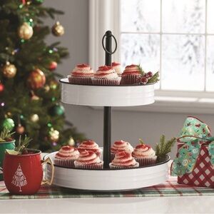 White Two-Tier Serving Tray